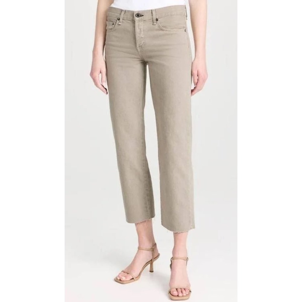 ASKK NY Low Rise Straight Jeans Tan Raw Hem Made in USA 26 W1283K103 Button Fly